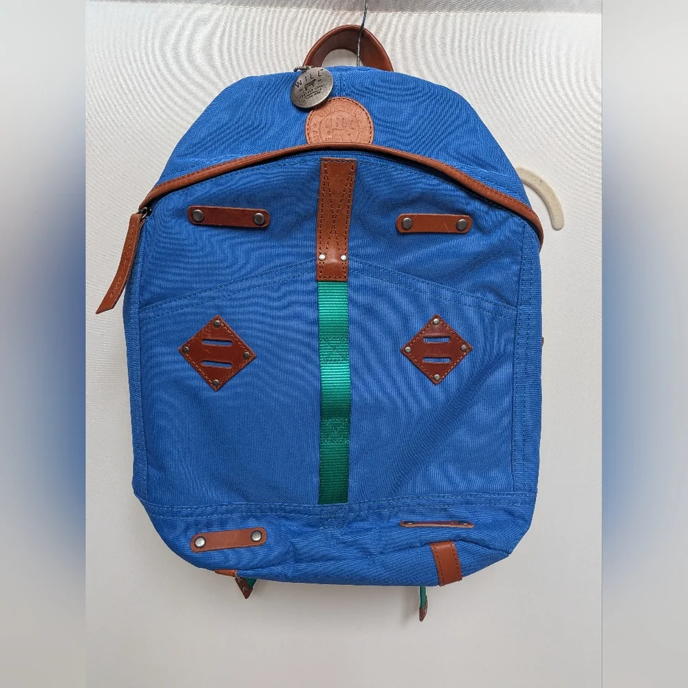 Will Leather Goods Colorblock Blue Leather Accent Backpack
